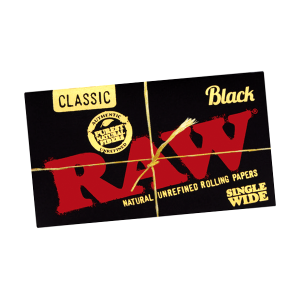 RAW Black Classic Rolling Papers Single Wide (Double Feed) 100ct - 25ct Display